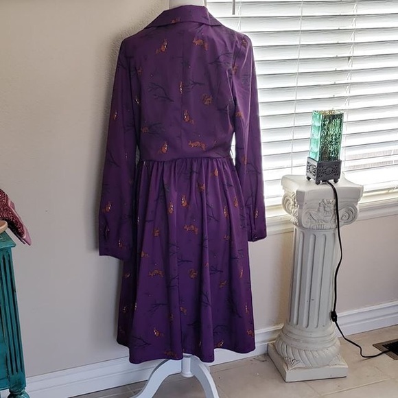 Lindy Bop Squirrel Print Shirt Dress - Picture 5 of 8